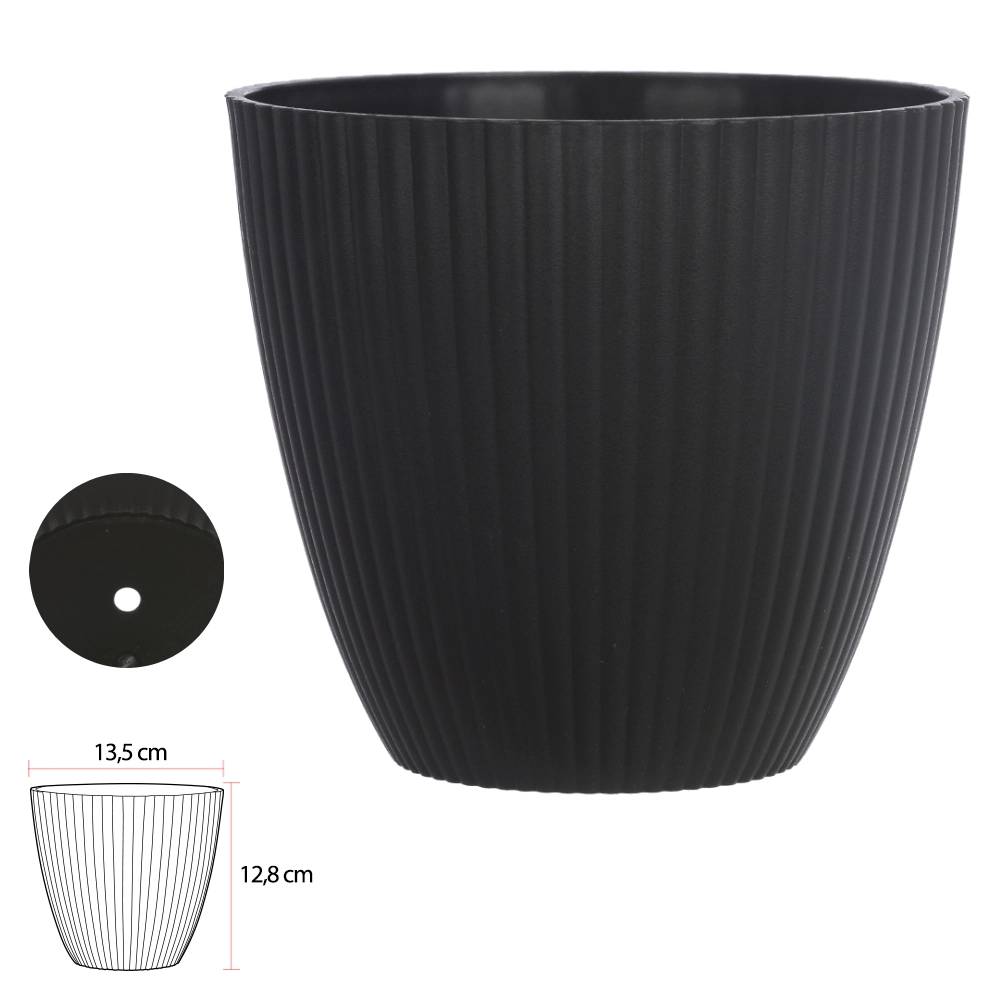 Vaso Redondo Preto Matte 12.8cm 43184002 Flor Arte