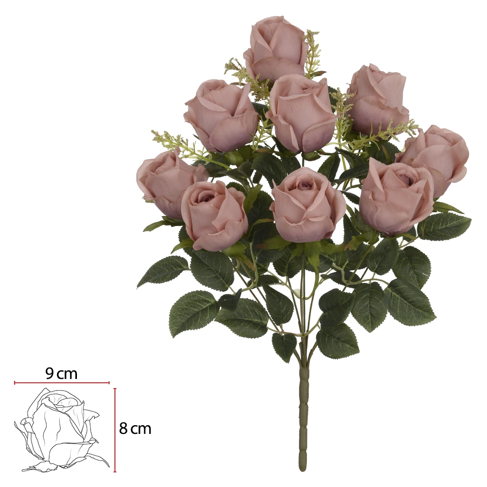 Buque Rosa X9 52cm Mauve Outono 36435043 Flor Arte