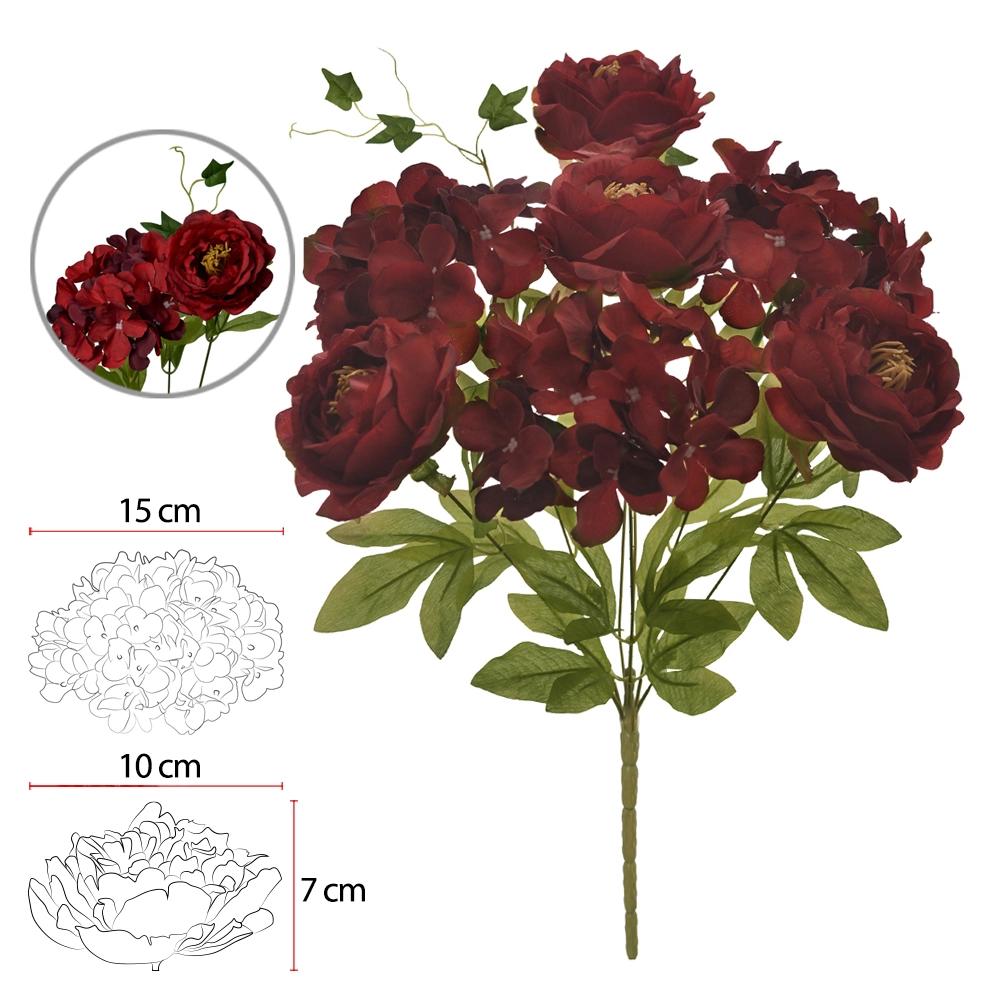 Buque Peonia Hortensia X7 Marsala Outono 51cm 42417016 Dea
