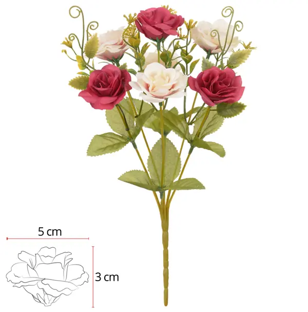 Flor Arte B.rosa Botao X7 30cm Cores