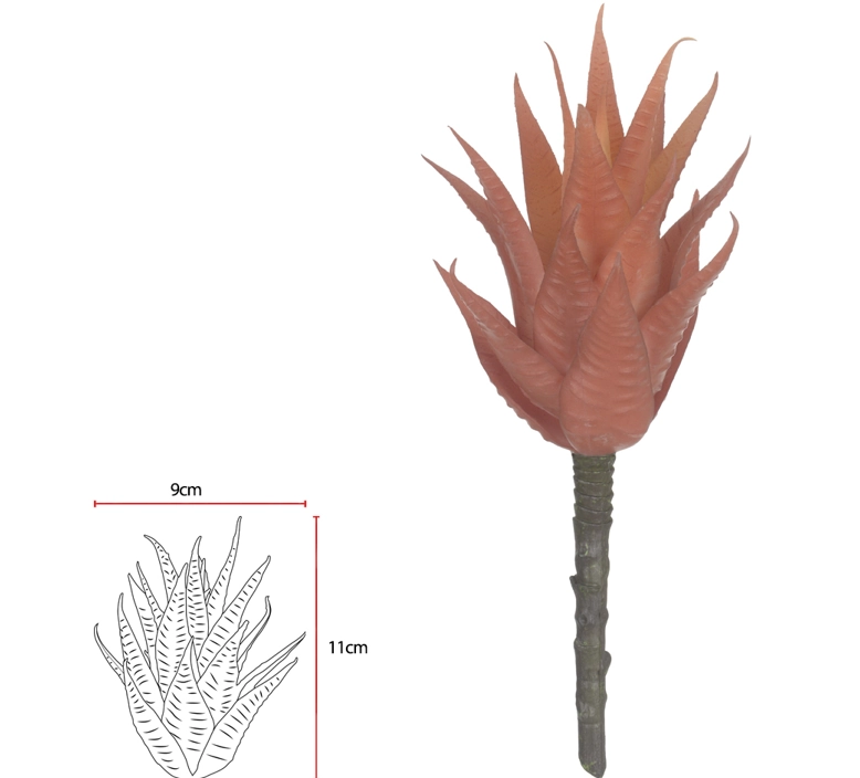 F Suculenta Agave Plastico 21cm Ocre 42307006 Flor Arte