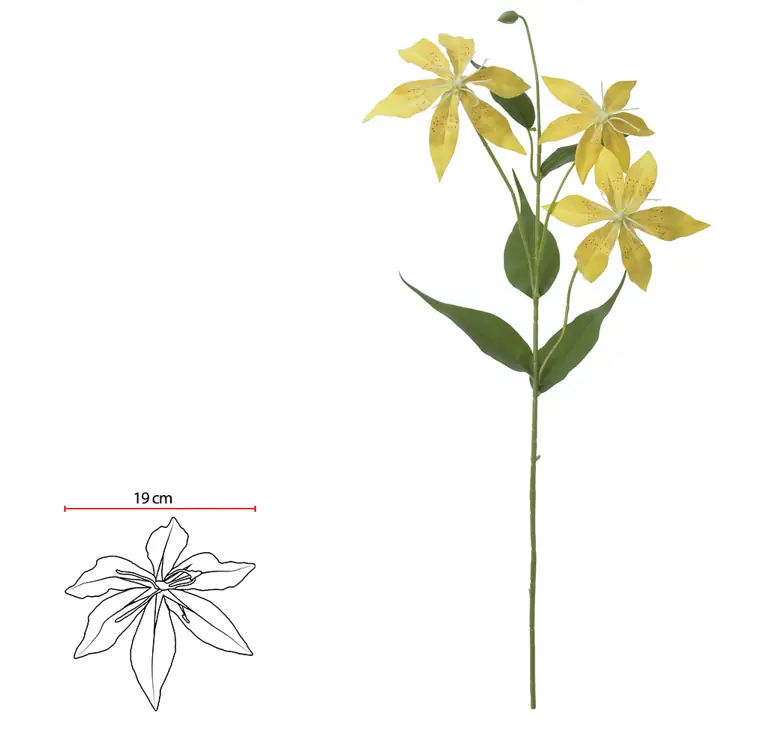 H Gloriosa Real Toque X3 77cm Amarelo 42500006 Flor Arte