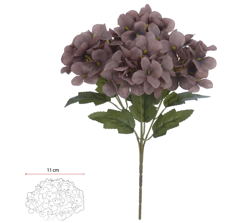 Buque Hortensia X5 29cm Chocolate Outono 42350015 Flor Arte