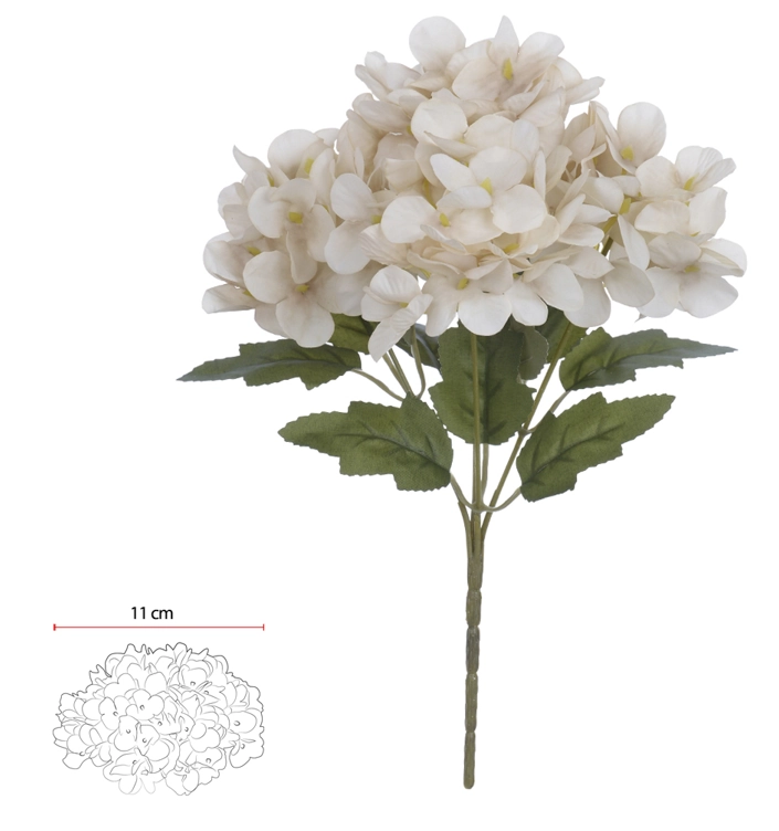 Buque Hortensia X5 29cm Off White 42350017 Flor Arte