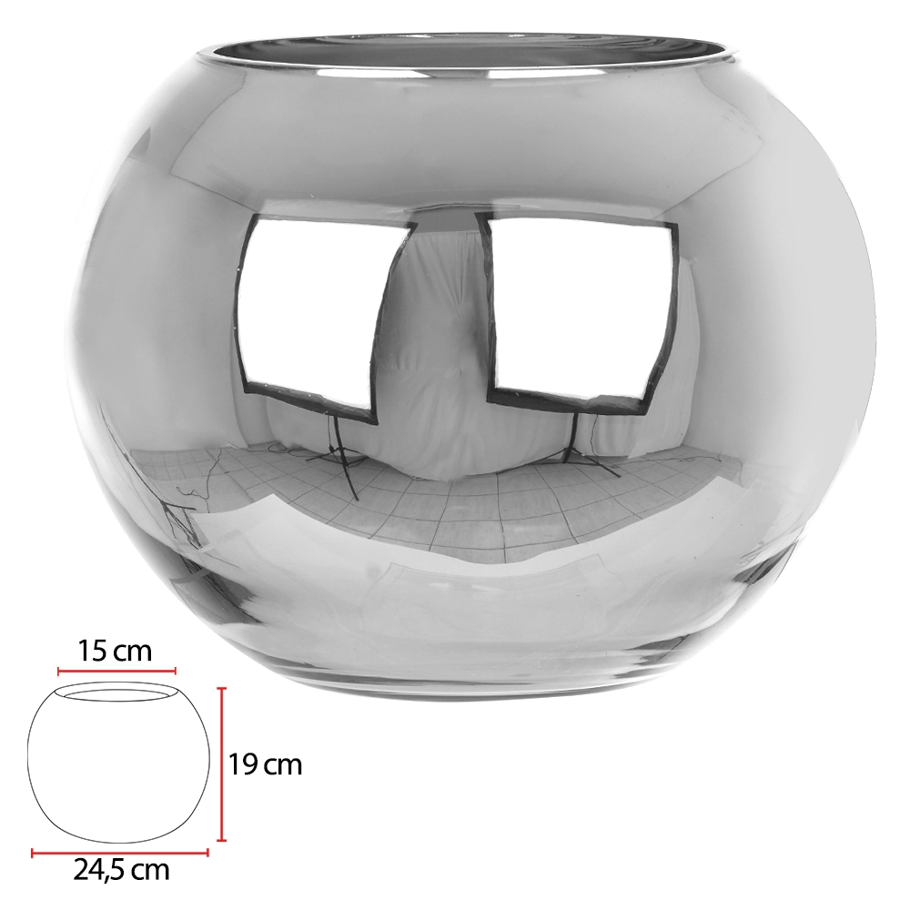 Vaso Aquario Vidro Prata 43367001 Dea