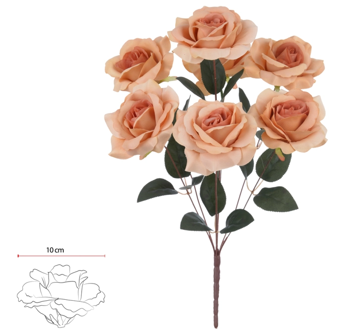 Buque Rosa Microp X7 52cm Cha Outono 2t 43379005 Flor Arte