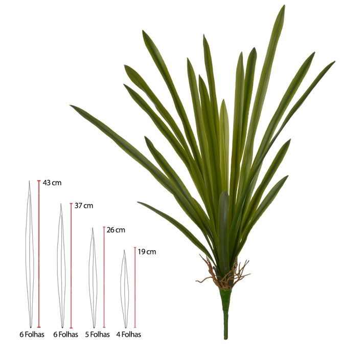 F Folha Orquidea Cymbidium X21 54cm Verde 43451001 Flor Arte
