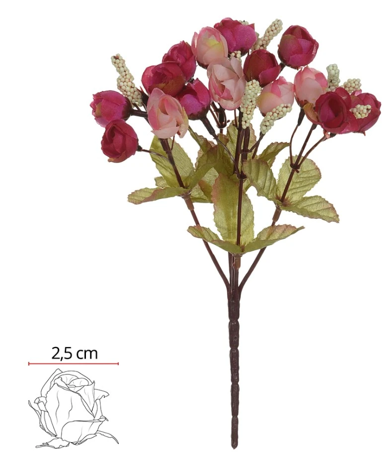 Rosa Mini X15 Beauty Outono Rosa 23cm 16056001f Flor Arte