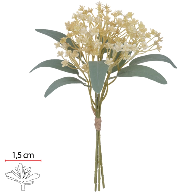 Buque Flor Mini Ramalhete Fita X112 32cm Creme Out 43532003 Flor