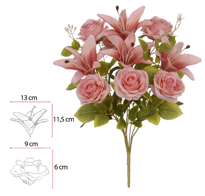 Buque Rosa Lirio X10 53cm Rosa Antigo Outono 43585004 Flor Arte