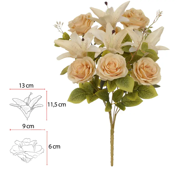 Buque Rosa Lirio X10 53cm Cha Outono 43585005 Flor Arte
