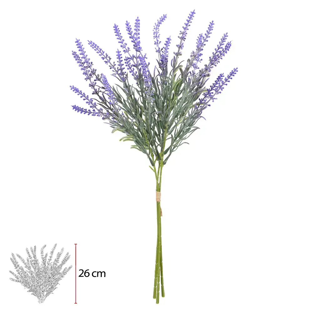 Buque Lavanda Ramalhete Fita Poweder Lavanda X24 46cm 43874001 Flor Arte