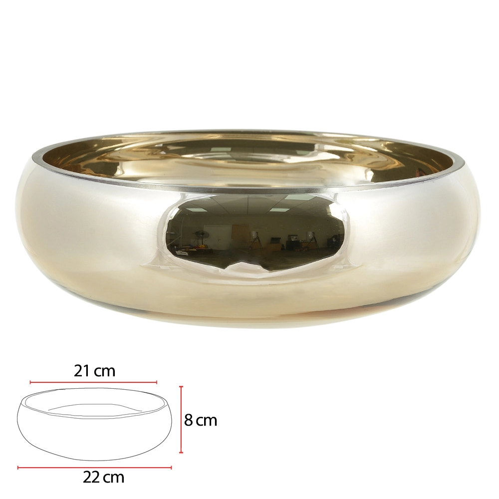 Vaso Vidro Bacia Dourado 8cm 43875002 Dea