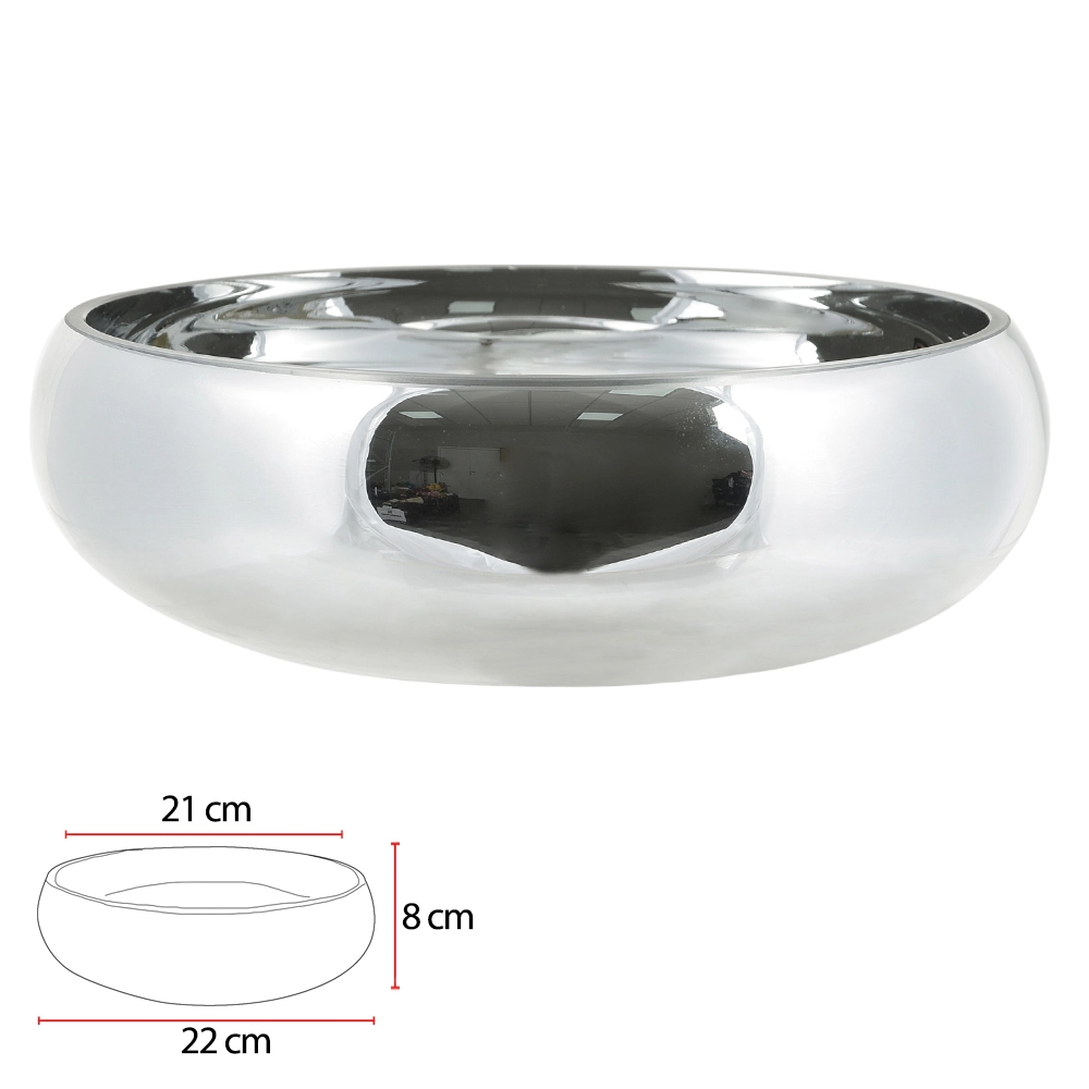 Vaso Vidro Bacia Prata 8cm 43875004 Dea