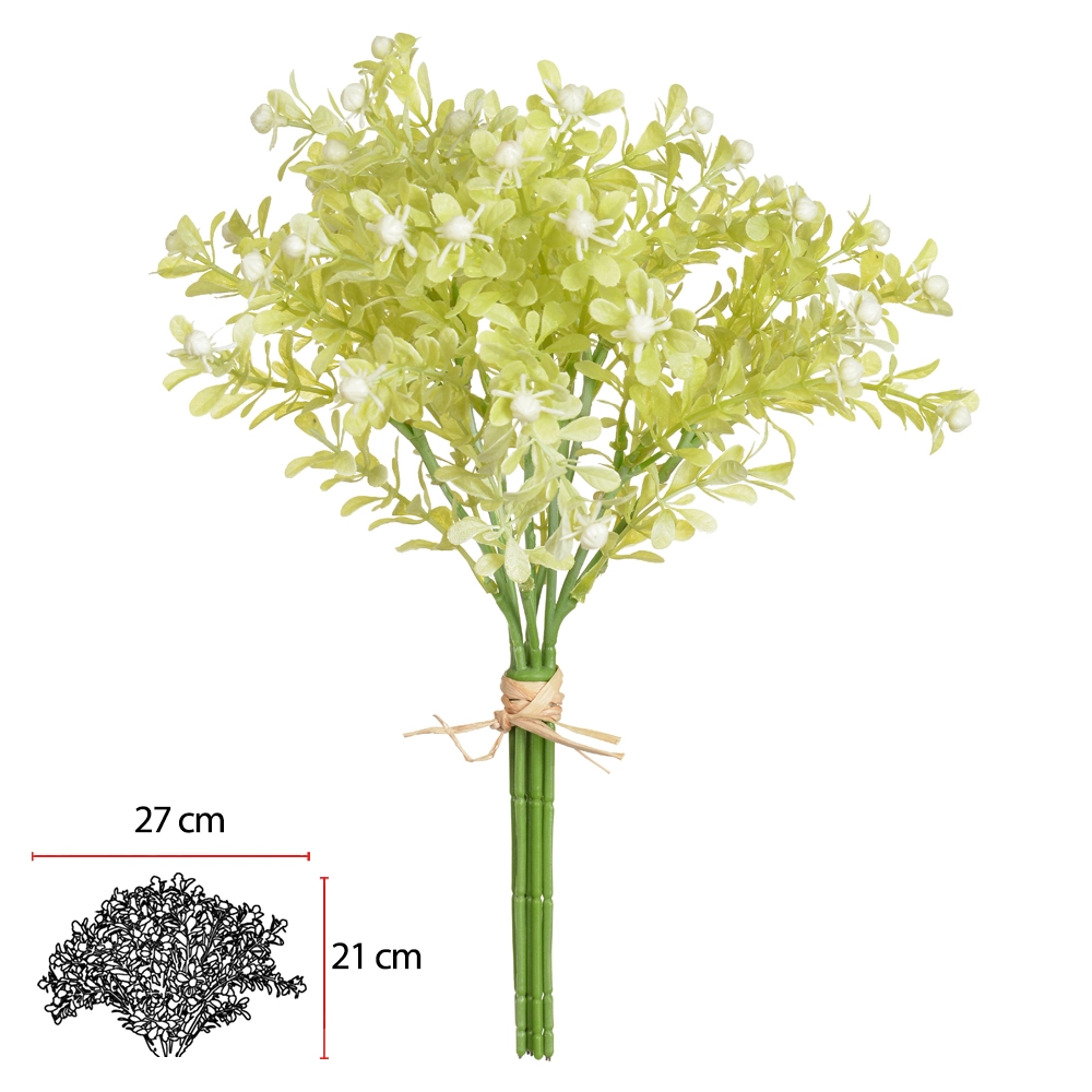 F Flor Mini Ramalhete Fita Plt Branco X7 32cm 43919001 Flor Arte