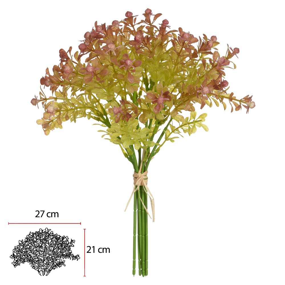 F Flor Mini Ramalhete Fita Plt Marsala X7 32cm 43919005 Flor Arte