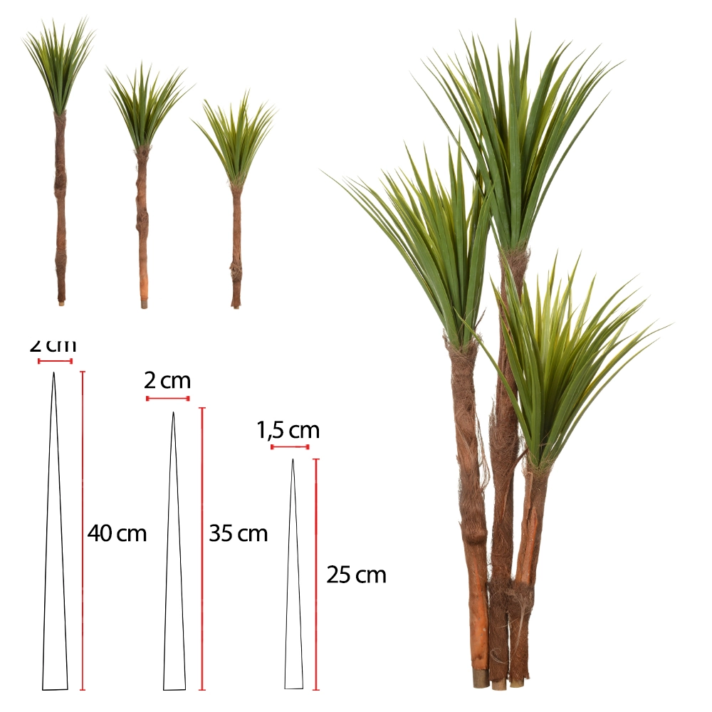 Arvore Yucca Plastico X144 Verde 1.45m 43923001 Flor Arte