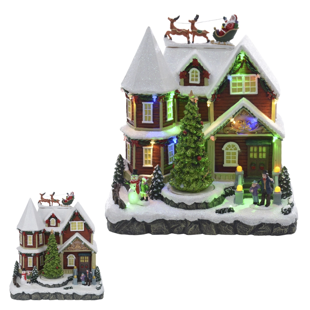 Natal Resina Bivolt Casa Colorido 27.5x19.5x28.5cm 43975001 Dea