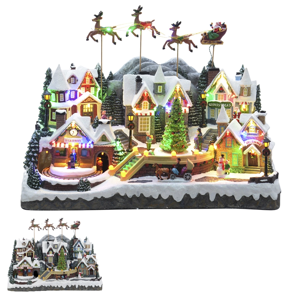 Natal Resina Bivolt Vila Colorido 55x32.5x37cm 43981001 Dea