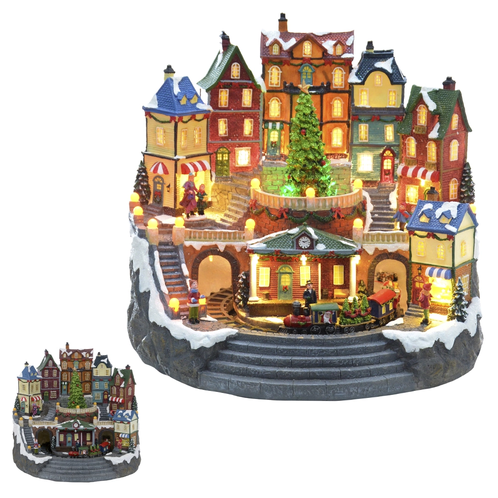 Enfeite Natal Resina Vila Colorido Biv 46.5x41.5x42.5cm 44190001 Dea