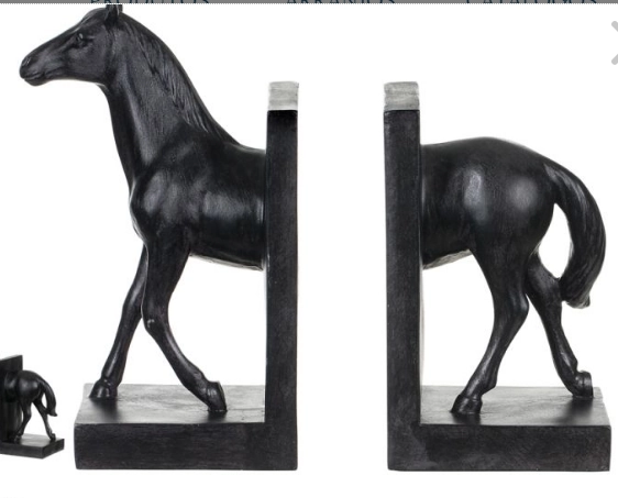 Aparador Livros Poliresina Cavalo Preto 24.8x27x10.2cm 44333001 Dea