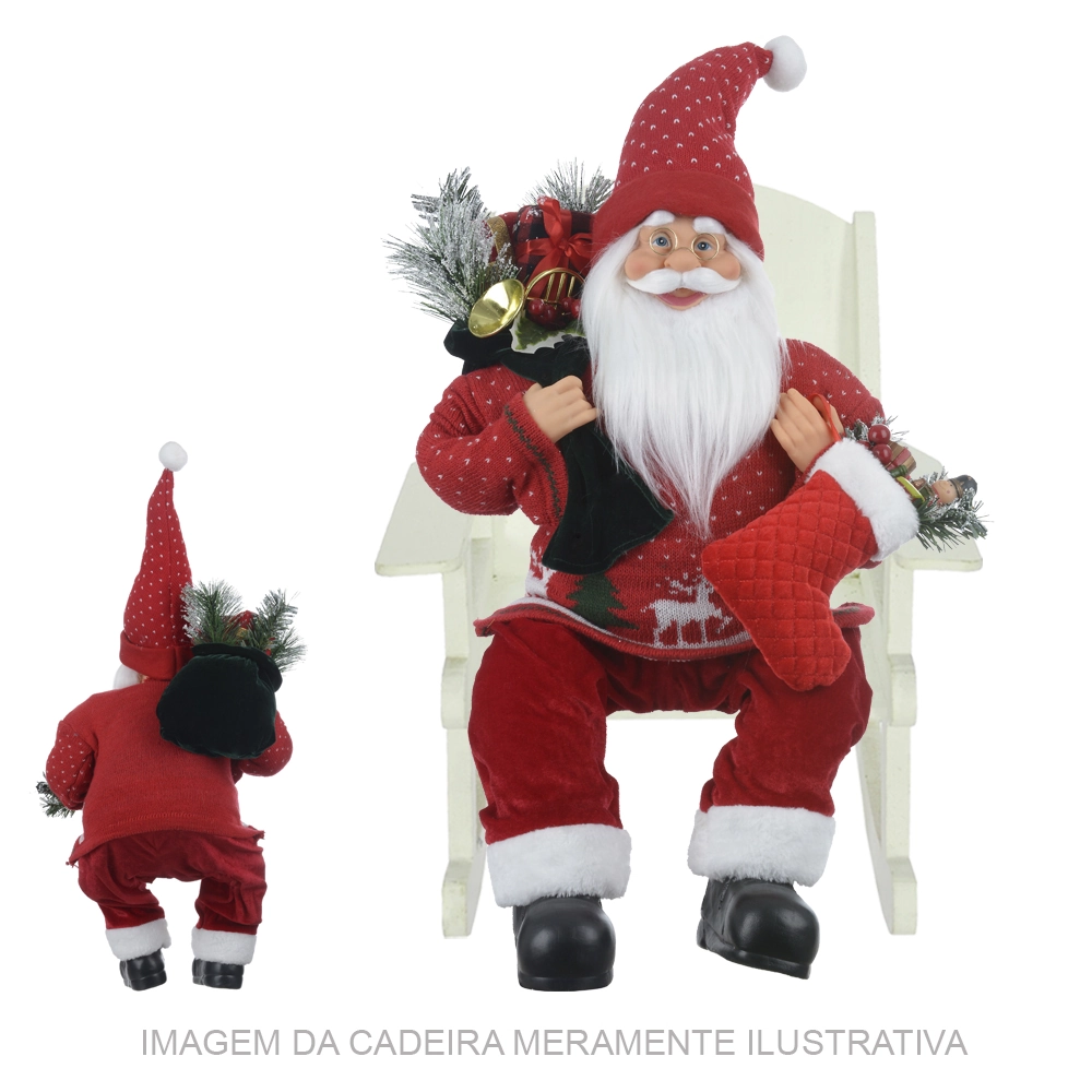 Papai Noel Natal Sentado Vermelho 60cm 44346001 Dea