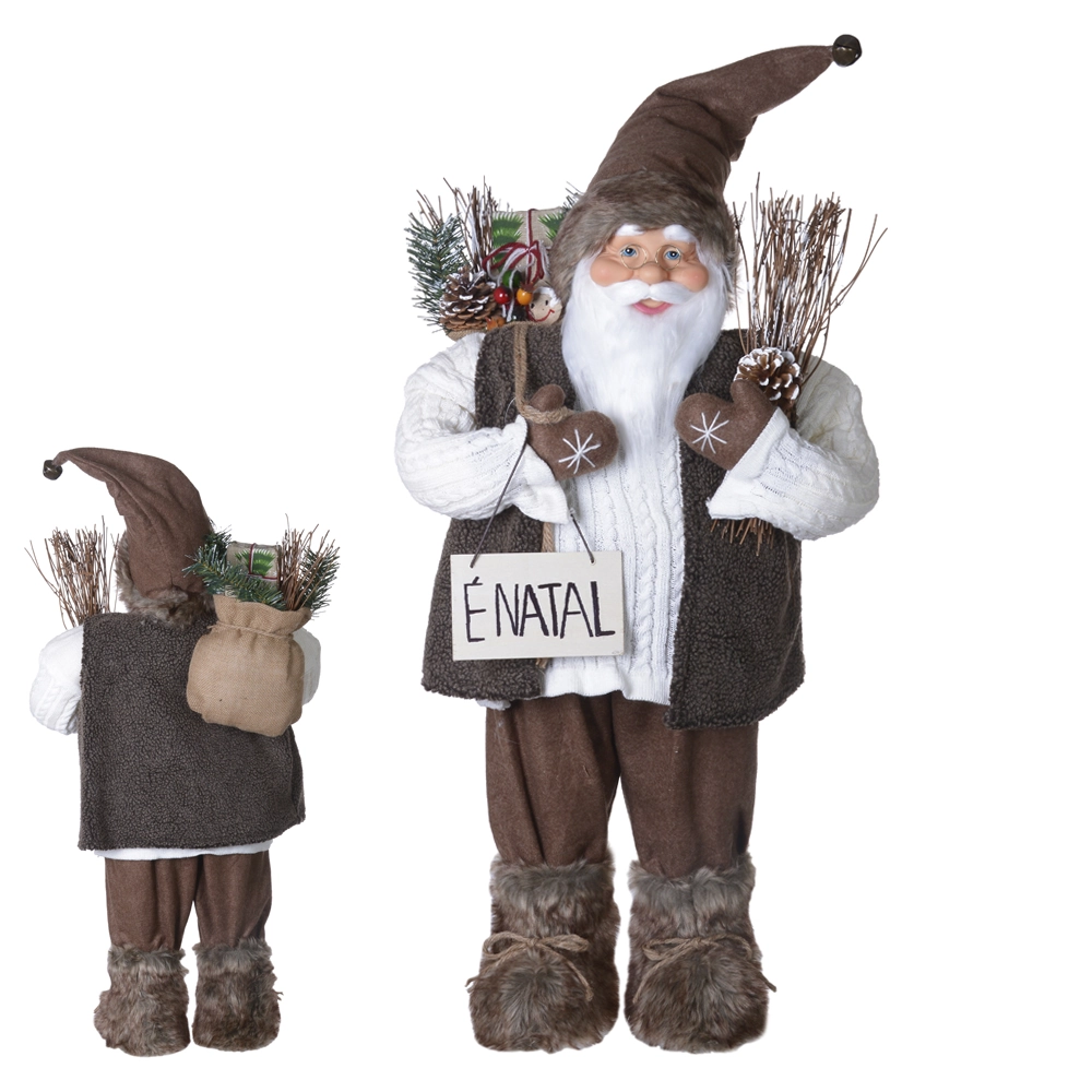 Papai Noel Natal Pe Bege Marrom 80cm 44348001 Dea