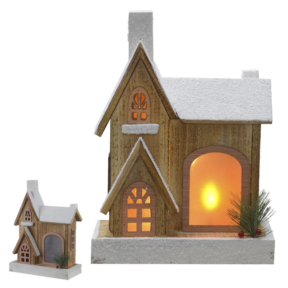 Casa Led 24x11x34cm Bege Branco 44398001 Dea