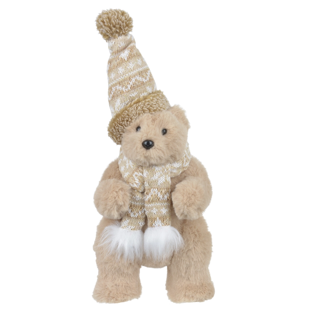 Urso Natal Em Pe Bege 26x15x12cm Florarte Vol. 7
