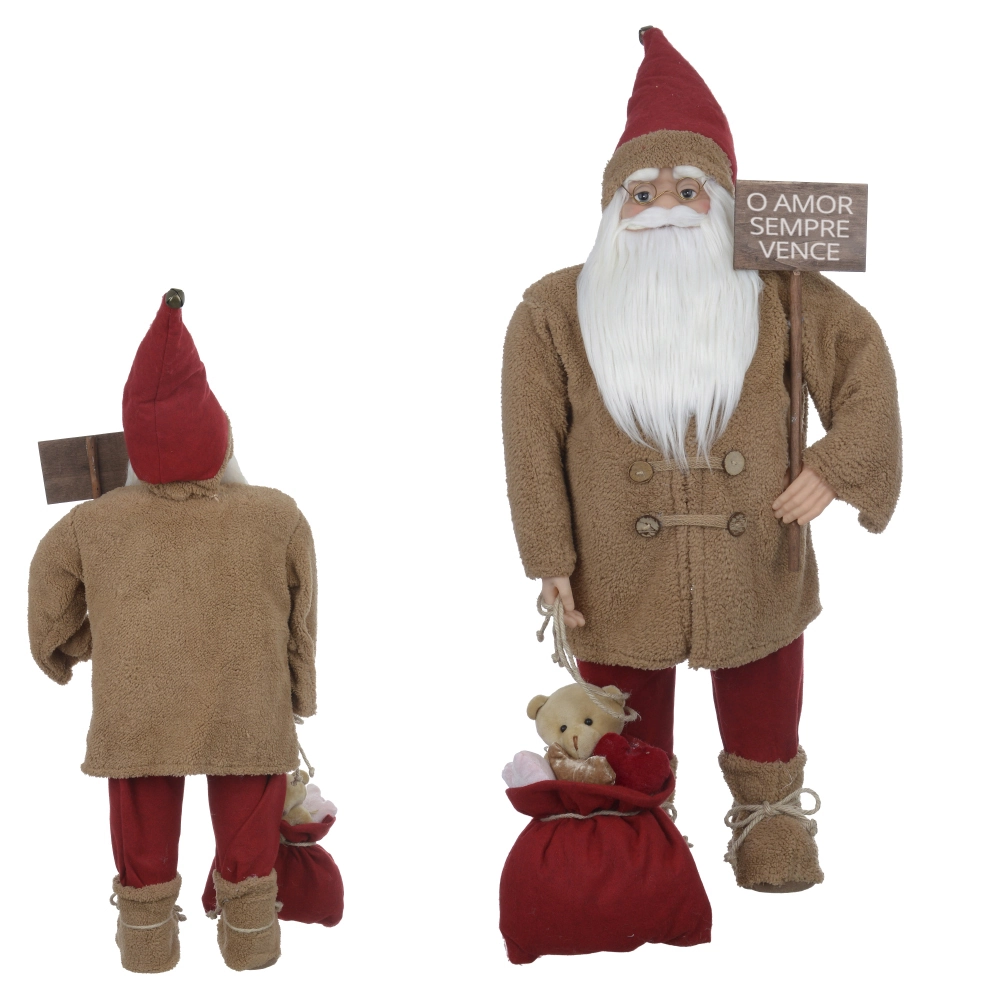 Papai Noel Natal Pe Vermelho Bege 80cm 44605001 Dea
