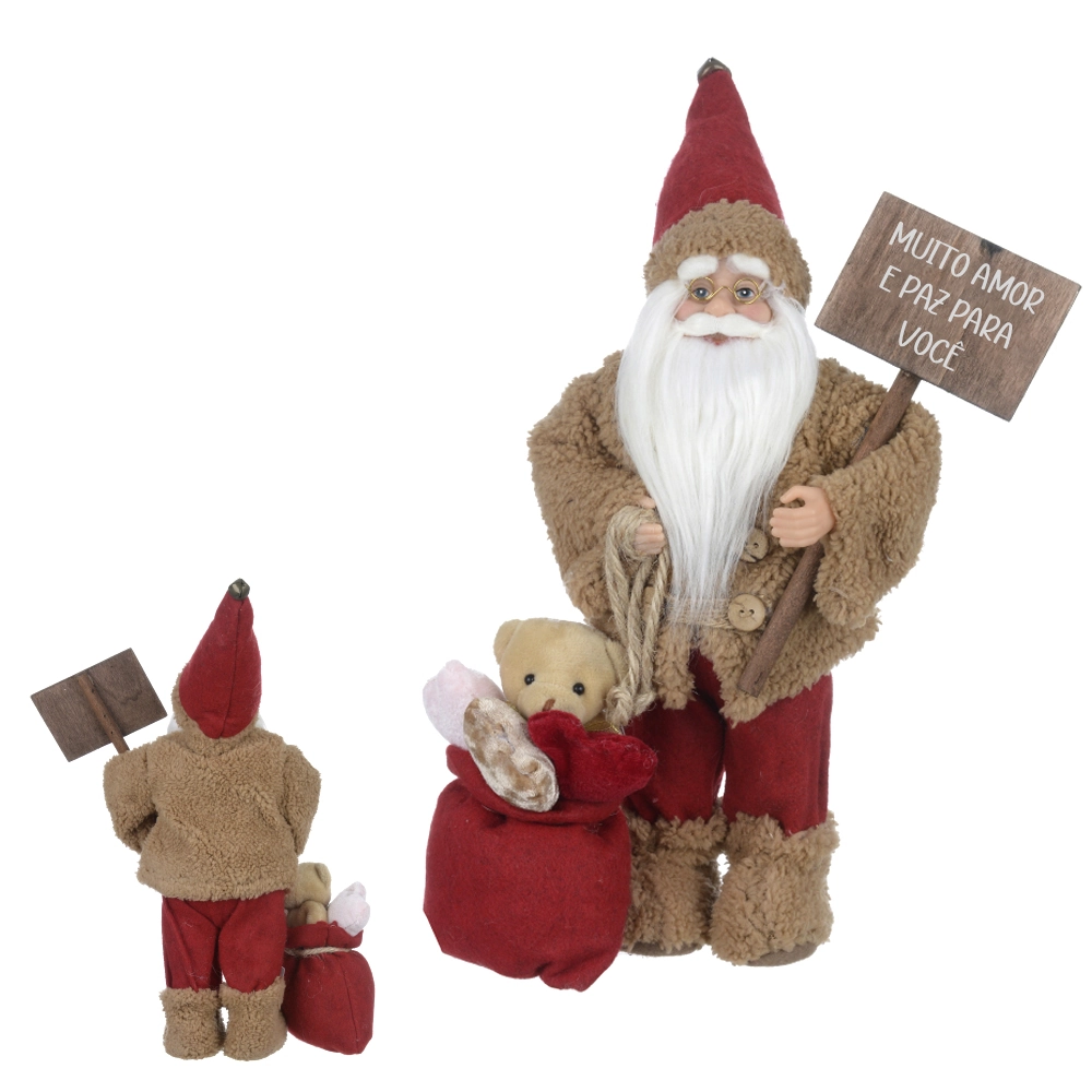 Papai Noel Natal Pe Vermelho Bege 30cm 44619001 Dea