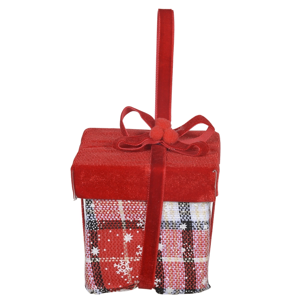 Enfeite Natal Presente Vermelho Branco 10cm 45159002 Dea