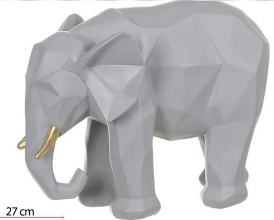 Escultura Poliresina Elefante Cinza Dourado 20x27x14cm 45378001 Dea