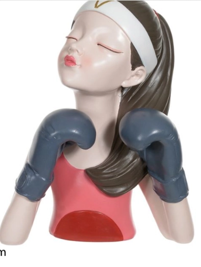 Escultura Poliresina Boxeadora Colorido 25x20x16.5cm 45375001 Dea