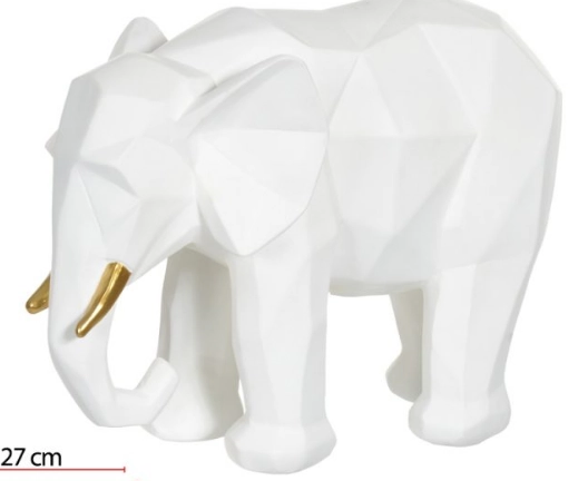 Escultura Poliresina Elefante Branco Dourado 20x27x14cm 45378002 Dea