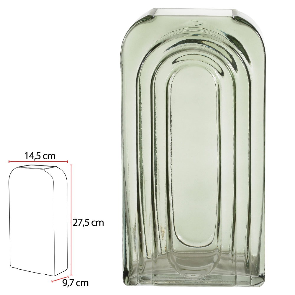 Vaso Vidro Verde 27.5x14.5x9.7cm 45463002 Dea