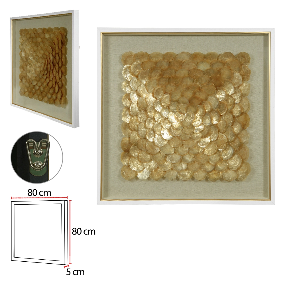 Quadro Plastico Bco Dourado 80x80x5cm 52699001 Dea