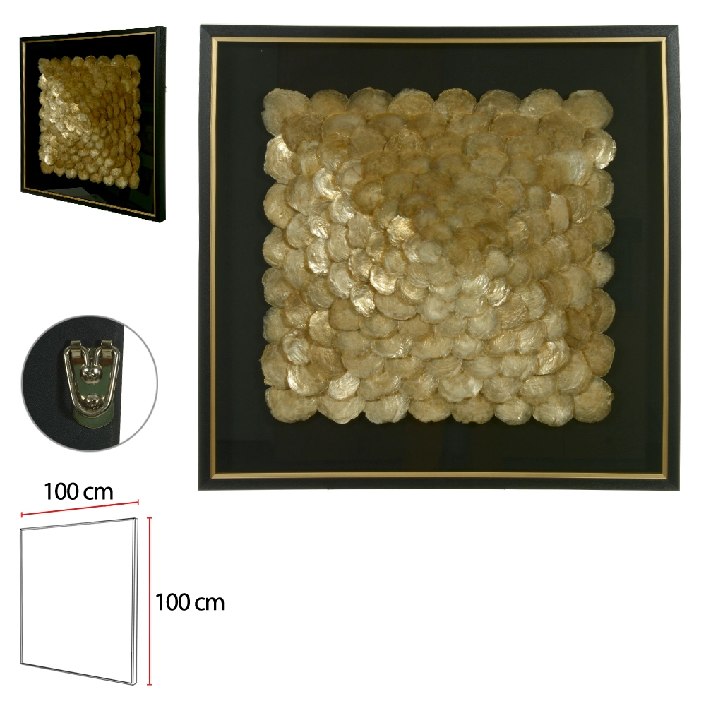 Quadro Plastico Preto Dourado 80x80x5cm 52699002 Dea