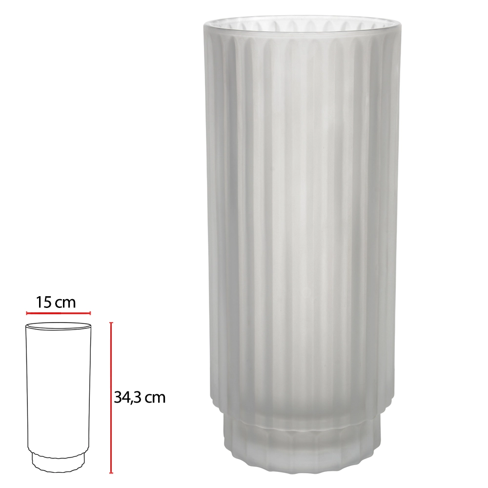 Vaso Vidro Transp Fosco 34.3cm 15d 52743001 Dea