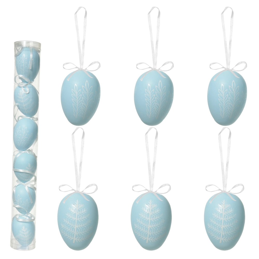 Enfeite Ovo Plastico Tubo Azul 6un 6cm 45692001 Dea