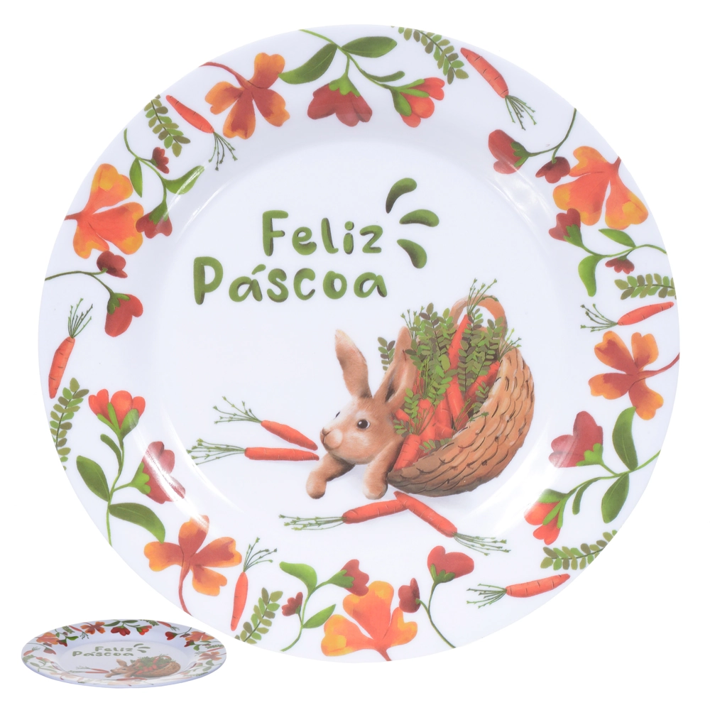 Prato Sobremesa Melamina Laranja Verde 17.5cm 45755001 Dea
