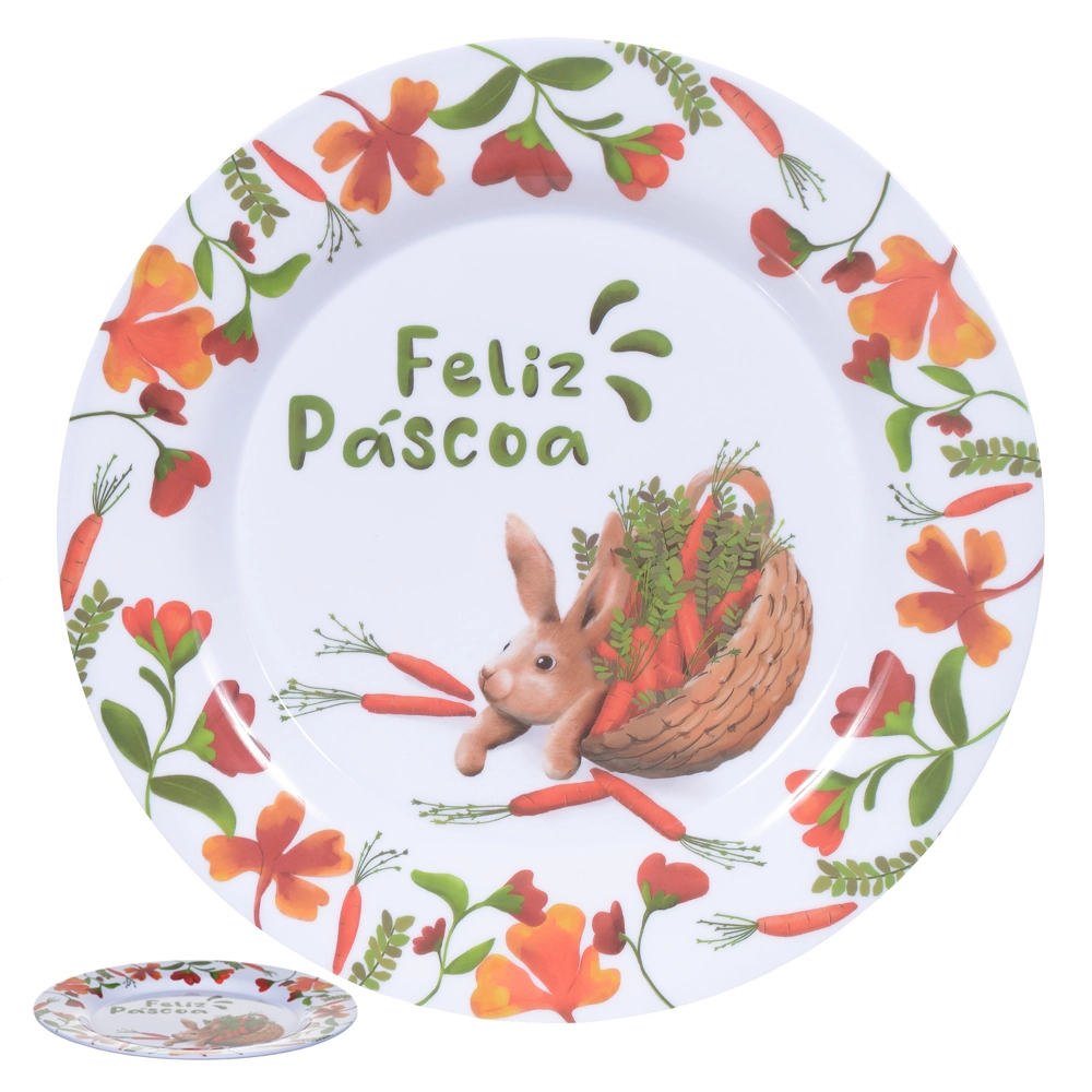 Prato Raso Melamina Laranja Verde 25.3cm 45759001 Dea