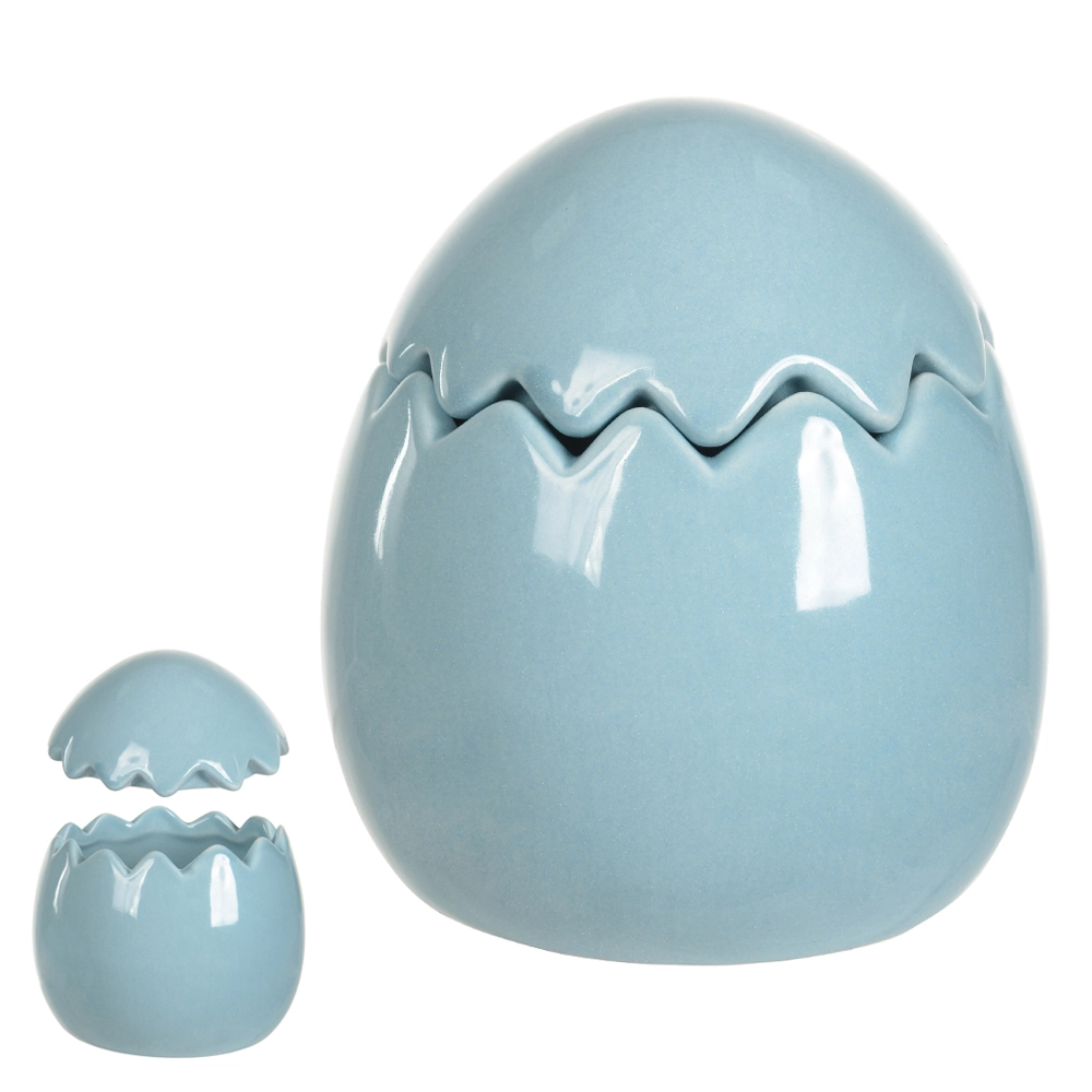 Pote Decorativo Ovo Tampa Azul 10x10x10.8cm 45846002 Dea
