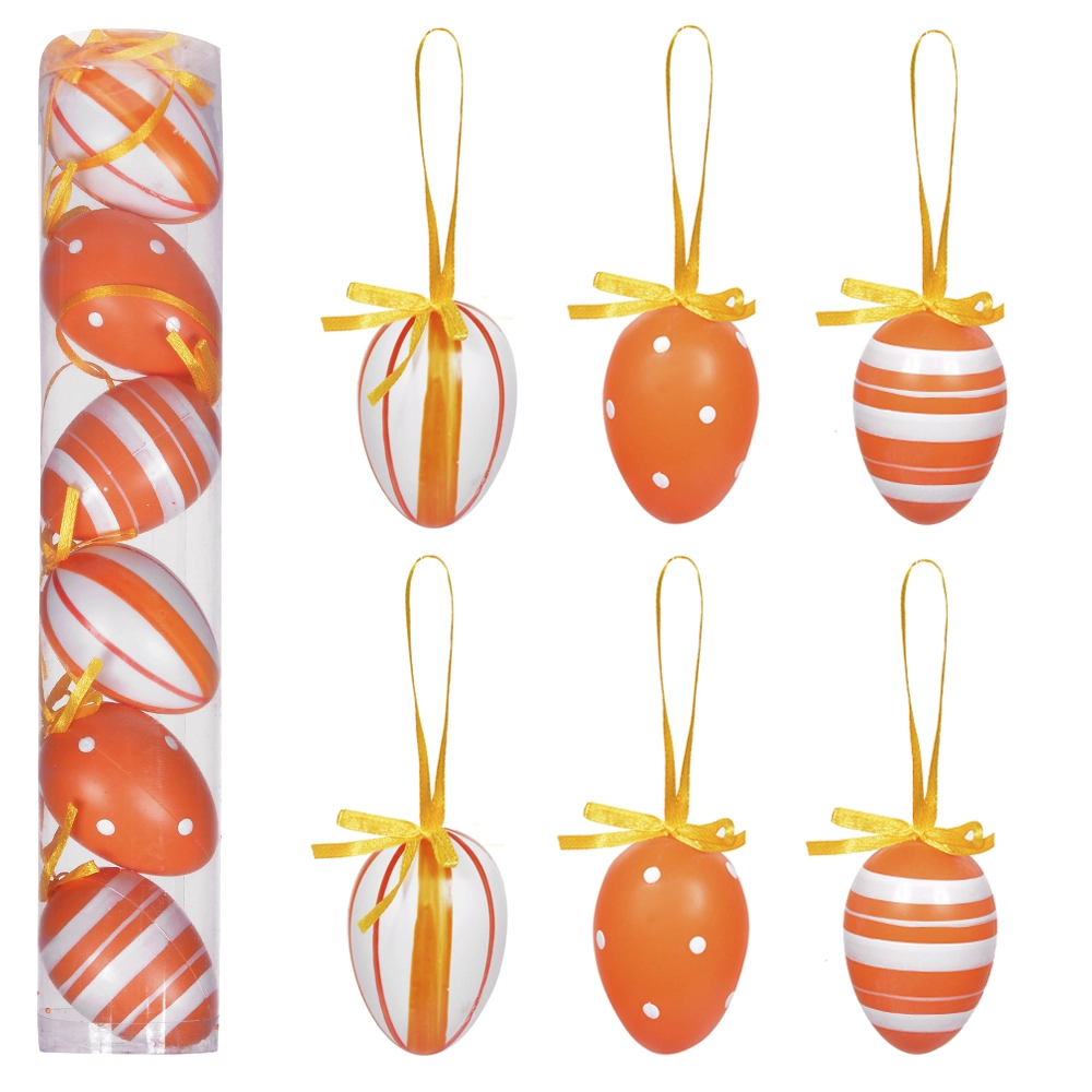 Enfeite Ovo Plastico Tubo Laranja 6un 6cm 45893003 Dea