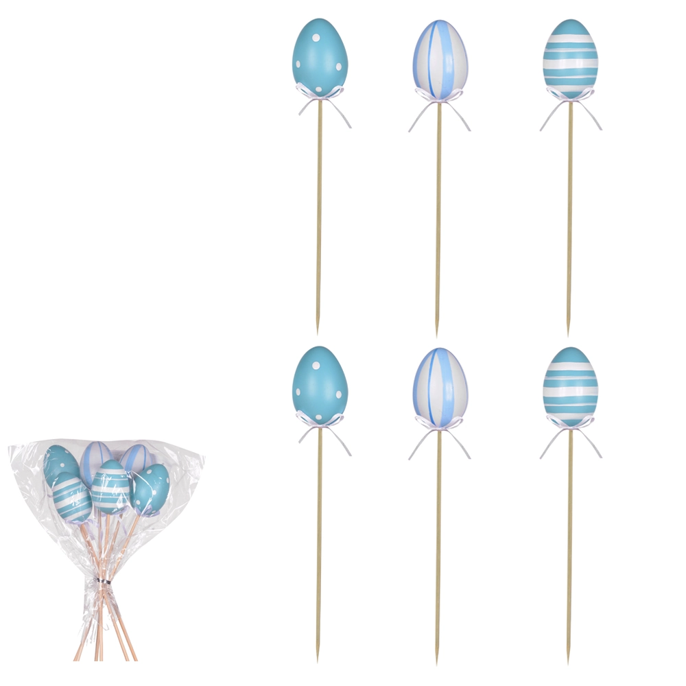 Enfeite Pick Ovo Pastico Azul 6un 6cm 45898002 Dea
