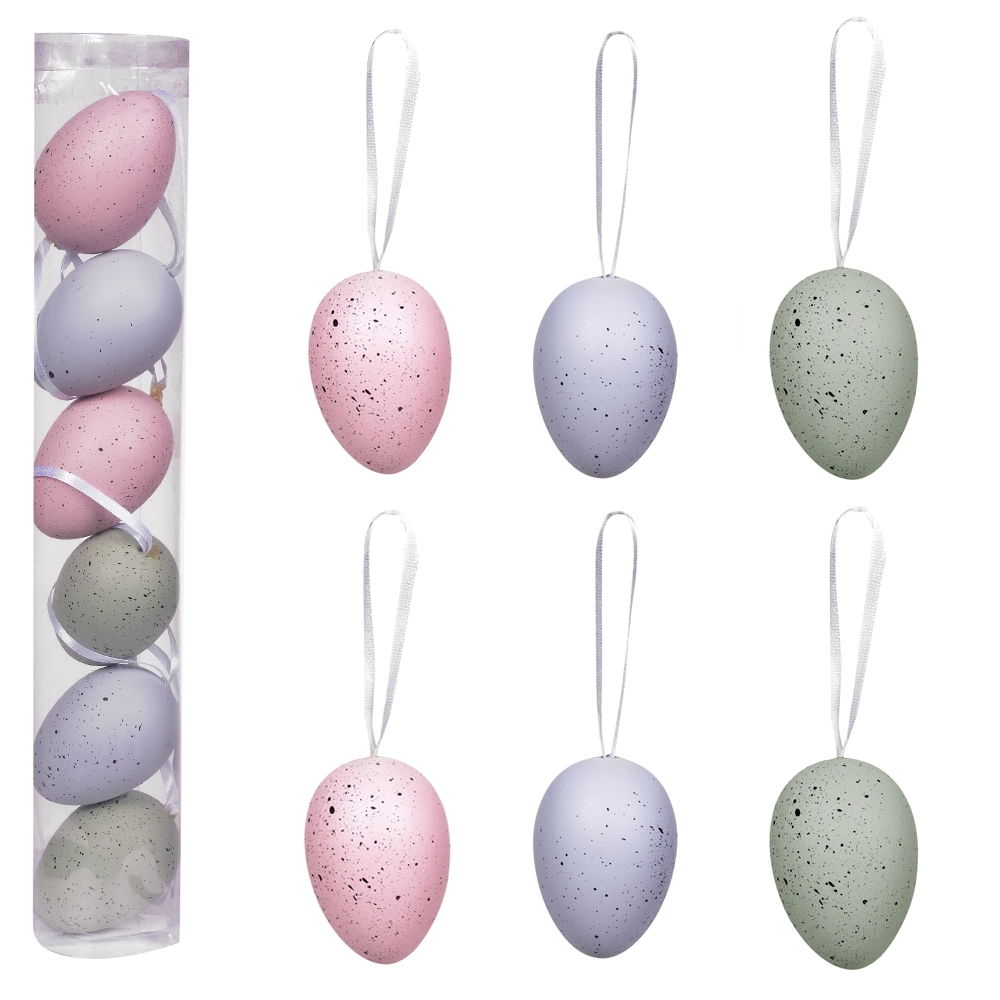 Enfeite Ovo Plastico Tubo Colorido 6un 6cm 45901001 Dea