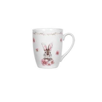 Caneca Decor Coelho Pascoa 10,6cm Bran/rosa Dea