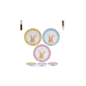 Prato Ceramica Decor Coelho Cores 19cm Dea