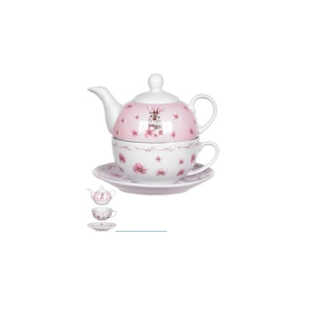 Bule Decor Coelho Pascoa 16cm Bran/rosa Dea