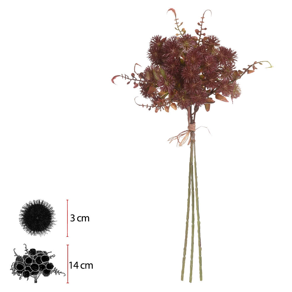 Buque Mamona Ramalhete Fita Marsala Outono X3 33cm 46088002 Flor Arte